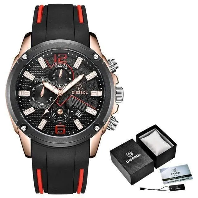 Herrenmode Chronograph Sport Quarzuhr Herrenuhren Top-marke Luxus Gummiband Geschäftsuhr Relogio Masculino