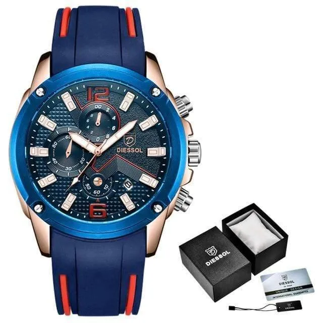 Herrenmode Chronograph Sport Quarzuhr Herrenuhren Top-marke Luxus Gummiband Geschäftsuhr Relogio Masculino