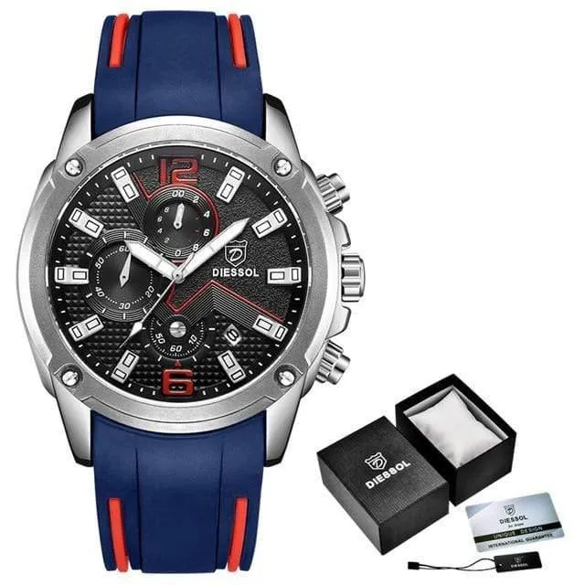 Herrenmode Chronograph Sport Quarzuhr Herrenuhren Top-marke Luxus Gummiband Geschäftsuhr Relogio Masculino