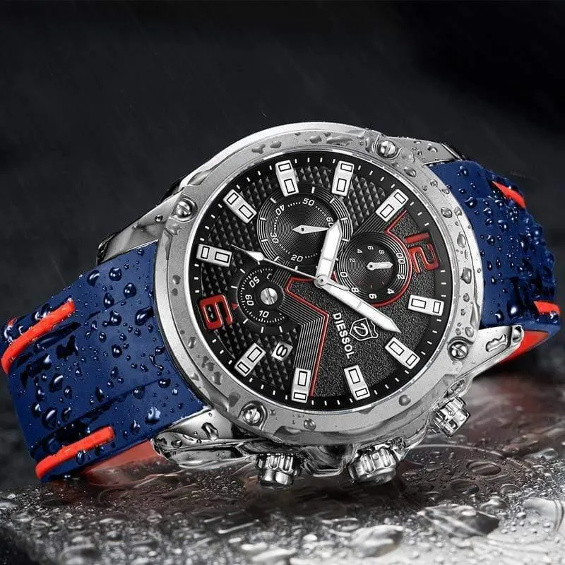 Herrenmode Chronograph Sport Quarzuhr Herrenuhren Top-marke Luxus Gummiband Geschäftsuhr Relogio Masculino