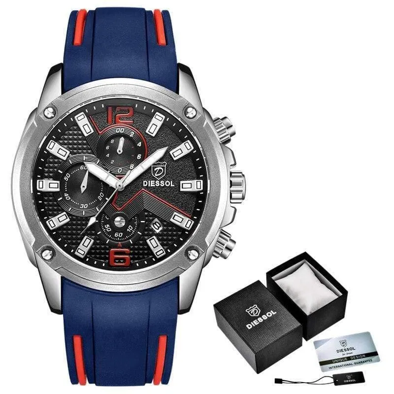 Herrenmode Chronograph Sport Quarzuhr Herrenuhren Top-marke Luxus Gummiband Geschäftsuhr Relogio Masculino