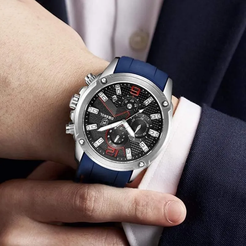 Herrenmode Chronograph Sport Quarzuhr Herrenuhren Top-marke Luxus Gummiband Geschäftsuhr Relogio Masculino