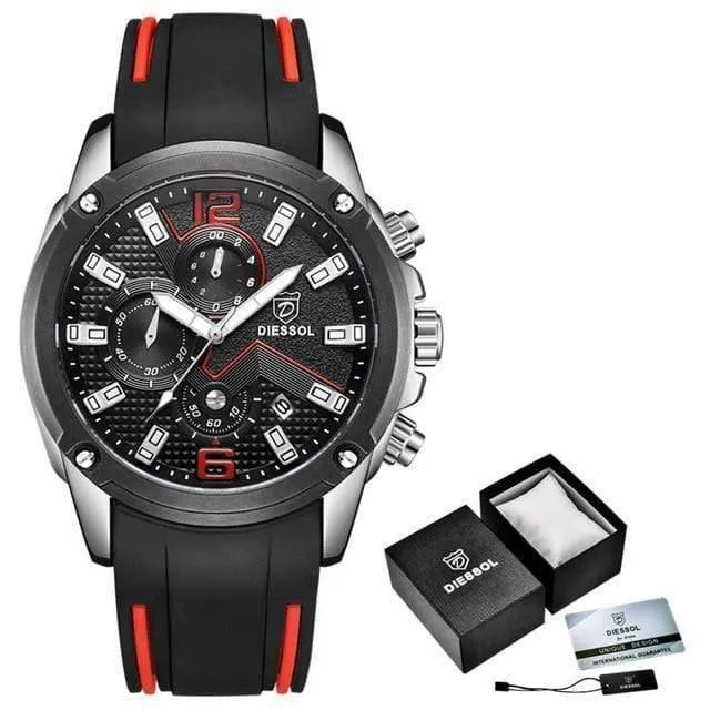 Herrenmode Chronograph Sport Quarzuhr Herrenuhren Top-marke Luxus Gummiband Geschäftsuhr Relogio Masculino