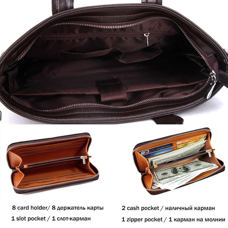 Herren-Aktentasche aus Leder, solide, große Business-Man-Tasche, Laptop-Handtasche, Pasta Executiva Masculino
