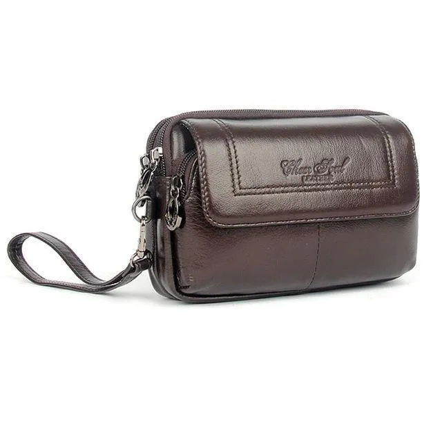 Herren Echtleder Gürteltasche Clutch Portemonnaie Geldbörse Handytasche Modetrend Fanny Handgelenk Handtaschen