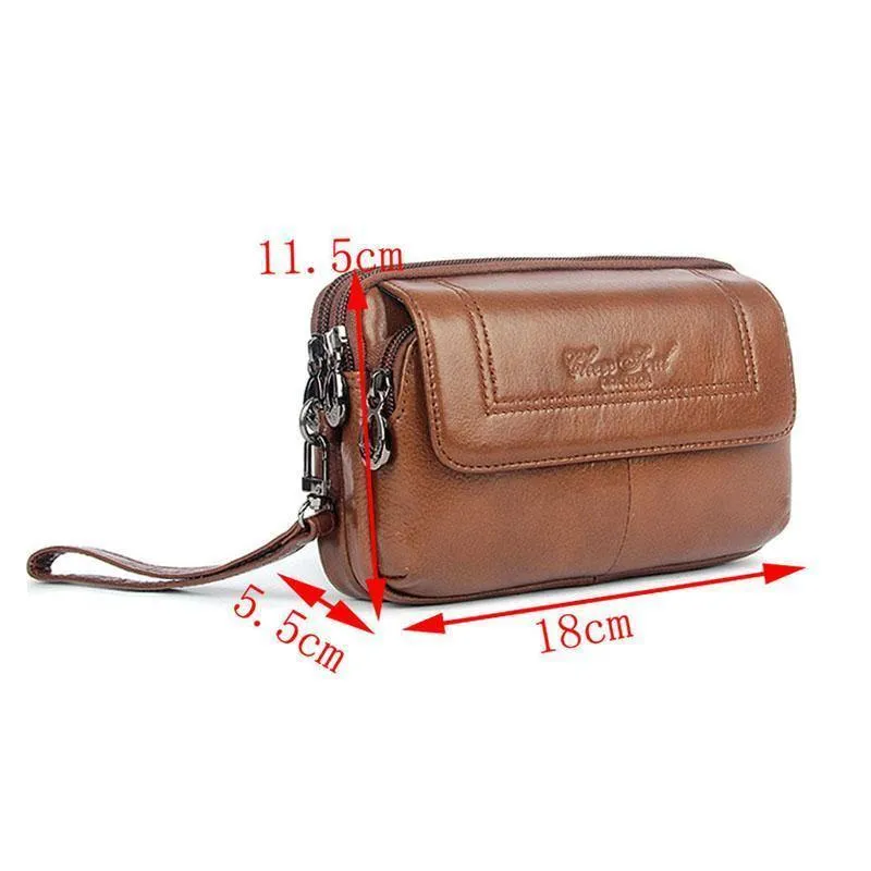 Herren Echtleder Gürteltasche Clutch Portemonnaie Geldbörse Handytasche Modetrend Fanny Handgelenk Handtaschen