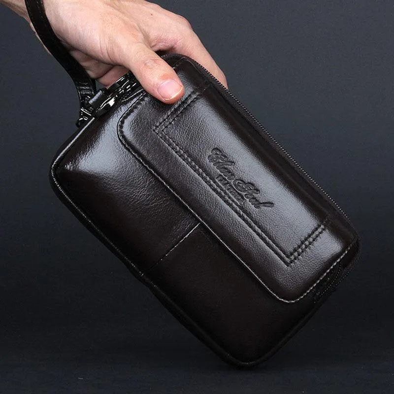Herren Echtleder Gürteltasche Clutch Portemonnaie Geldbörse Handytasche Modetrend Fanny Handgelenk Handtaschen