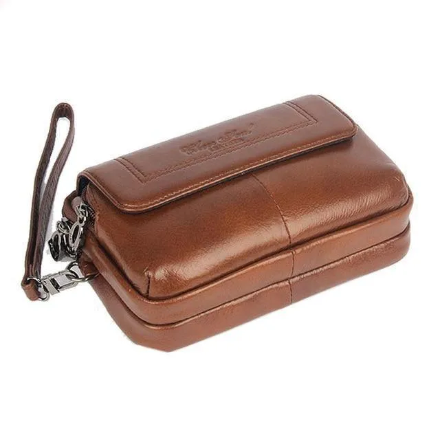 Herren Echtleder Gürteltasche Clutch Portemonnaie Geldbörse Handytasche Modetrend Fanny Handgelenk Handtaschen