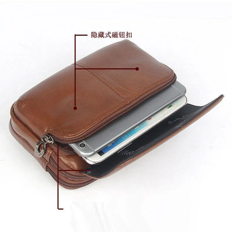Herren Echtleder Gürteltasche Clutch Portemonnaie Geldbörse Handytasche Modetrend Fanny Handgelenk Handtaschen