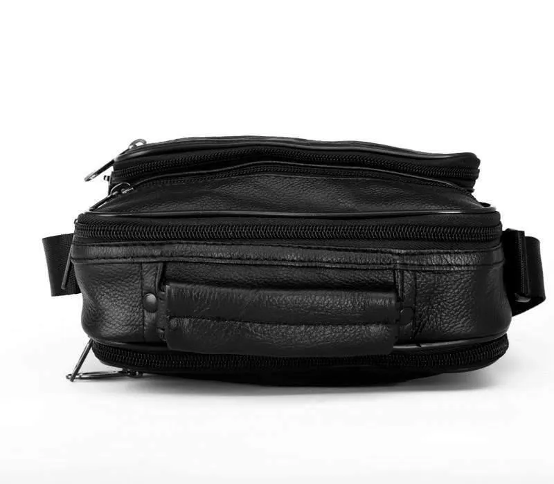 Echtes Rindsleder Leder Herren Handtaschen Schwarze männliche Messenger Bags Herren kleine Riemen verstellbare Aktentasche Mann Umhängetaschen