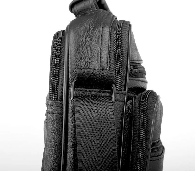 Echtes Rindsleder Leder Herren Handtaschen Schwarze männliche Messenger Bags Herren kleine Riemen verstellbare Aktentasche Mann Umhängetaschen