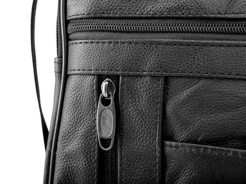 Echtes Rindsleder Leder Herren Handtaschen Schwarze männliche Messenger Bags Herren kleine Riemen verstellbare Aktentasche Mann Umhängetaschen