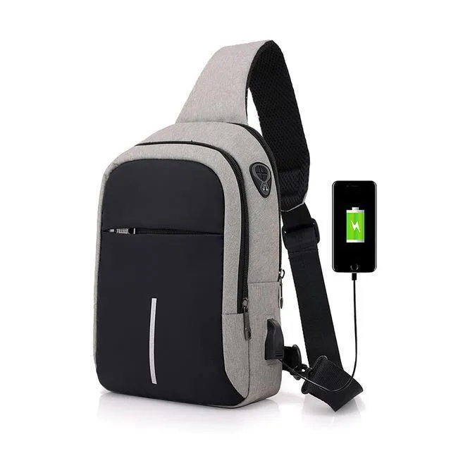 Männer Brust Taschen USB Lade Wasserdichte Oxford Umhängetaschen Kleine Schlinge Einzelnen Schulter Taschen Reise Brust Pack Männlichen
