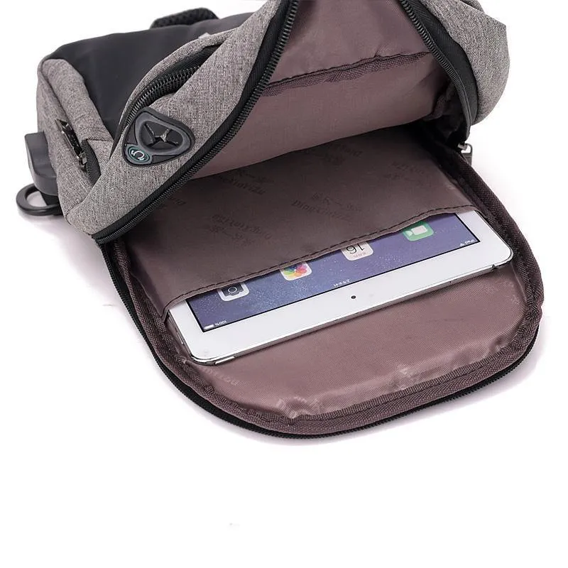 Männer Brust Taschen USB Lade Wasserdichte Oxford Umhängetaschen Kleine Schlinge Einzelnen Schulter Taschen Reise Brust Pack Männlichen