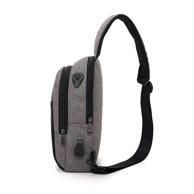 Männer Brust Taschen USB Lade Wasserdichte Oxford Umhängetaschen Kleine Schlinge Einzelnen Schulter Taschen Reise Brust Pack Männlichen