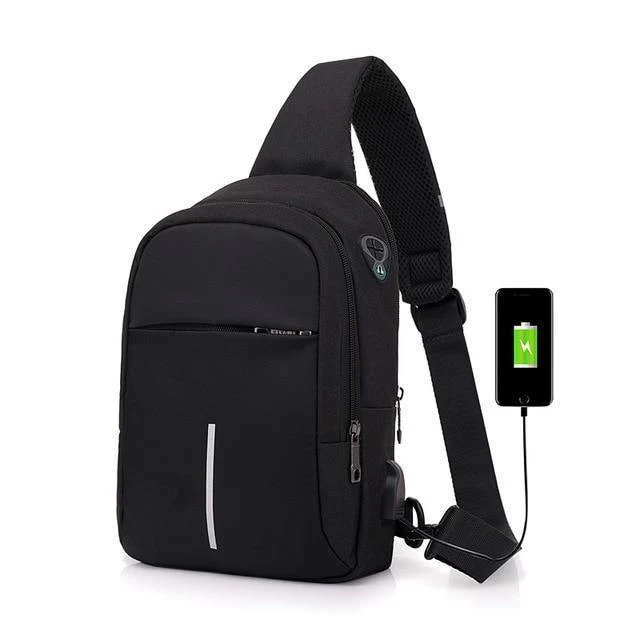 Männer Brust Taschen USB Lade Wasserdichte Oxford Umhängetaschen Kleine Schlinge Einzelnen Schulter Taschen Reise Brust Pack Männlichen