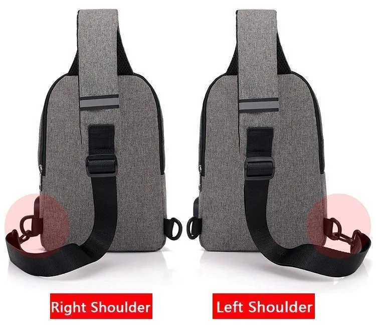 Männer Brust Taschen USB Lade Wasserdichte Oxford Umhängetaschen Kleine Schlinge Einzelnen Schulter Taschen Reise Brust Pack Männlichen