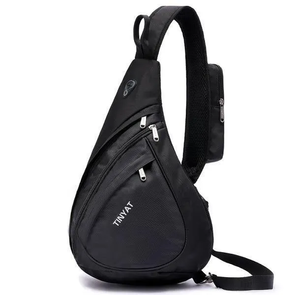 Männer Tasche Männer Schulter Sling Tasche pack USB Wasserdicht Messenger Crossbody Tasche Schwarz Reise frauen brust tasche für ipad T509