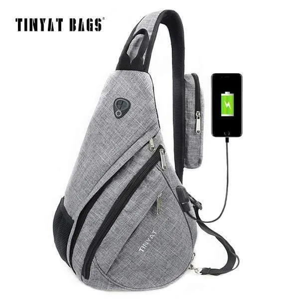 Männer Tasche Männer Schulter Sling Tasche pack USB Wasserdicht Messenger Crossbody Tasche Schwarz Reise frauen brust tasche für ipad T509
