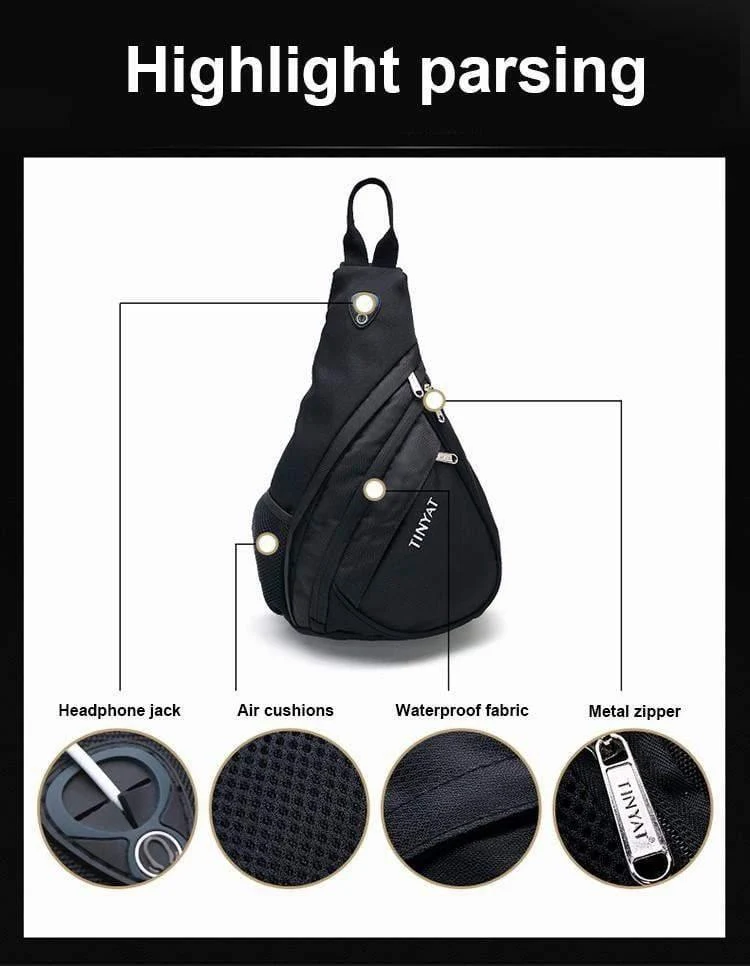 Männer Tasche Männer Schulter Sling Tasche pack USB Wasserdicht Messenger Crossbody Tasche Schwarz Reise frauen brust tasche für ipad T509