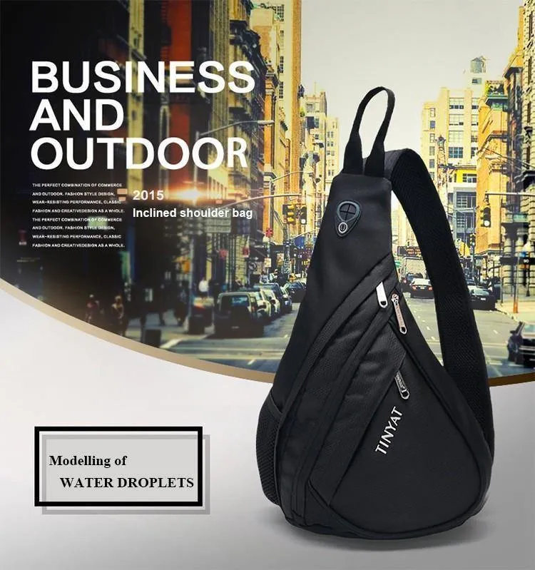 Männer Tasche Männer Schulter Sling Tasche pack USB Wasserdicht Messenger Crossbody Tasche Schwarz Reise frauen brust tasche für ipad T509
