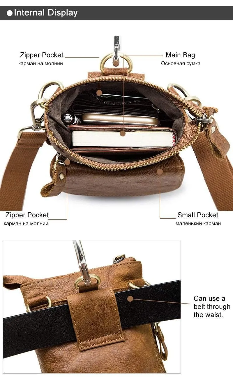 Herren Taschen Echtes Leder Taillenpaket Kleine Umhängetasche Herren Umhängetaschen Gürtel Handytasche Tasche Männliche Tasche 8868
