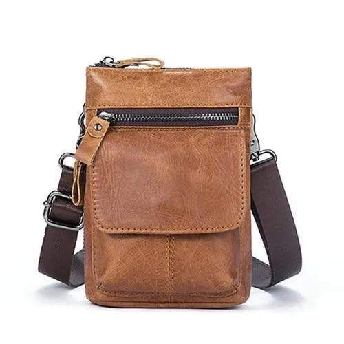 Herren Taschen Echtes Leder Taillenpaket Kleine Umhängetasche Herren Umhängetaschen Gürtel Handytasche Tasche Männliche Tasche 8868