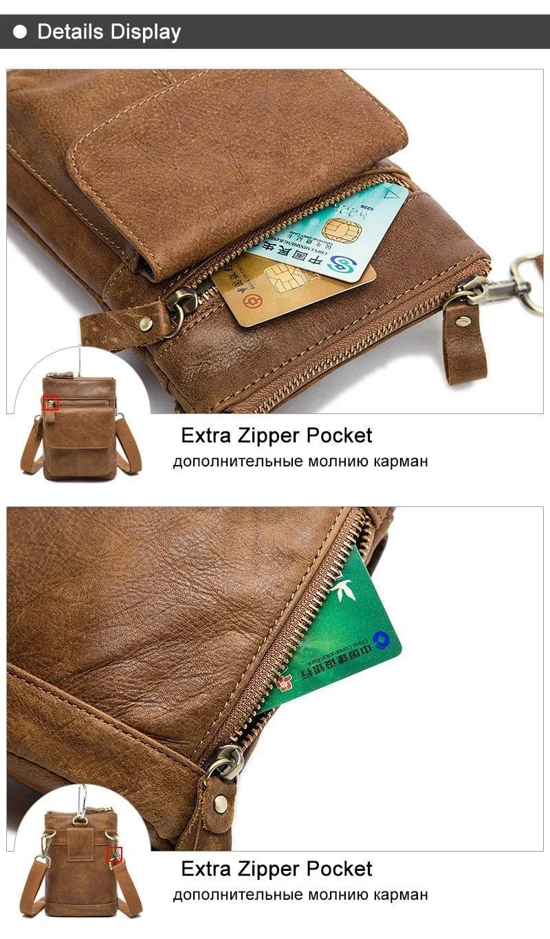 Herren Taschen Echtes Leder Taillenpaket Kleine Umhängetasche Herren Umhängetaschen Gürtel Handytasche Tasche Männliche Tasche 8868