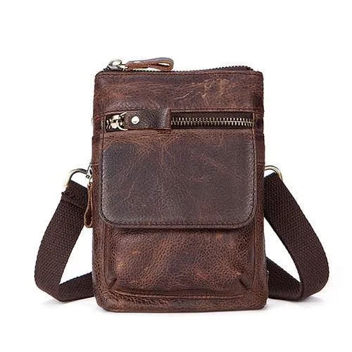 Herren Taschen Echtes Leder Taillenpaket Kleine Umhängetasche Herren Umhängetaschen Gürtel Handytasche Tasche Männliche Tasche 8868