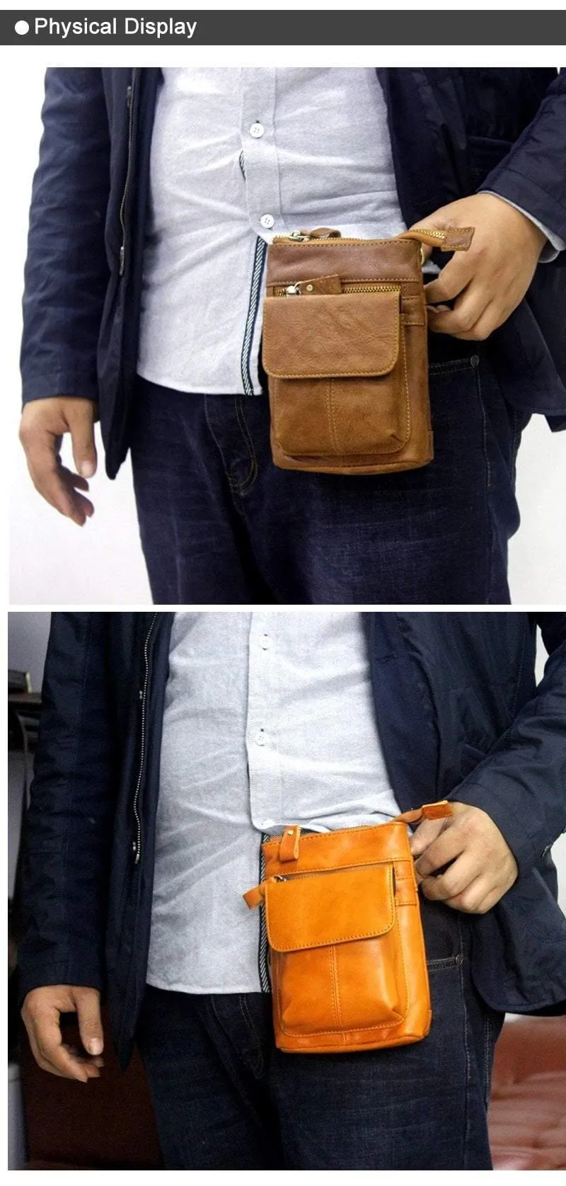 Herren Taschen Echtes Leder Taillenpaket Kleine Umhängetasche Herren Umhängetaschen Gürtel Handytasche Tasche Männliche Tasche 8868