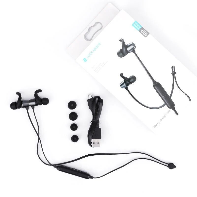 ROCK Bluetooth-Kopfhörer mit Mikrofon, halb im Ohr, Bluetooth-Kopfhörer, kabelloses Nackenband, magnetisches Headset für iPhone XS, Xiaomi