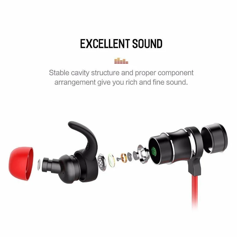 ROCK Bluetooth-Kopfhörer mit Mikrofon, halb im Ohr, Bluetooth-Kopfhörer, kabelloses Nackenband, magnetisches Headset für iPhone XS, Xiaomi