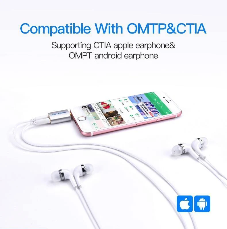 Vention 3.5mm Kopfhörer Audio Splitter Connecter Adapter mit Mikrofon 1 Stecker auf 2 Buchse Audio Adapter für Kopfhörer PC Handy