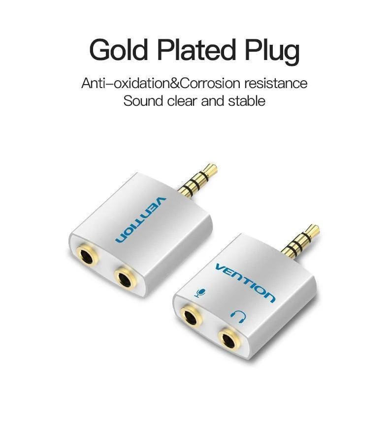 Vention 3.5mm Kopfhörer Audio Splitter Connecter Adapter mit Mikrofon 1 Stecker auf 2 Buchse Audio Adapter für Kopfhörer PC Handy