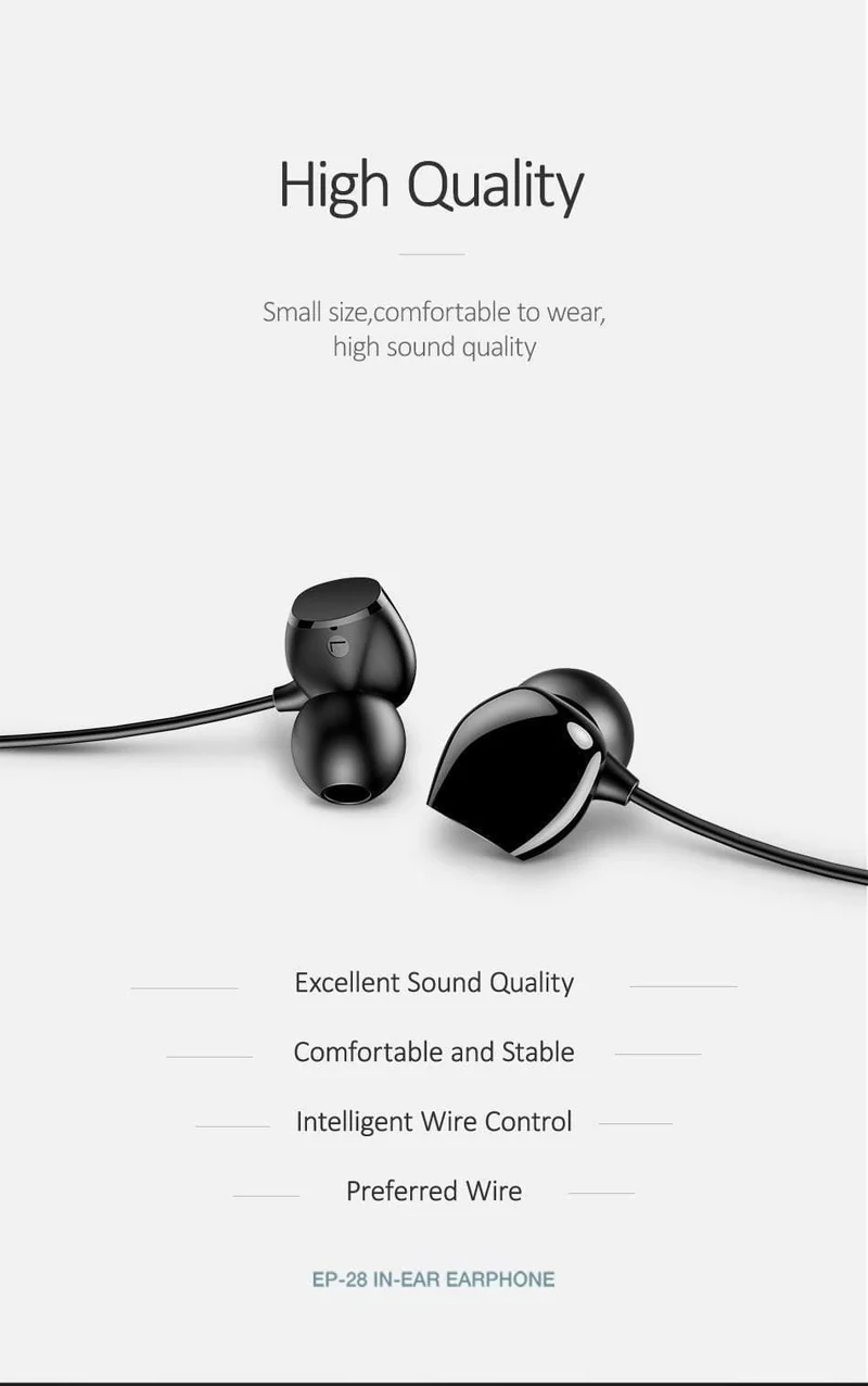 USAMS 3.5mm Hochwertige In-Ear-TPE-Kopfhörer Hifi-Ohrhörer Bass-Stereo-Headset inear Smart Wired-Ohrhörer-Mikrofon EP-28