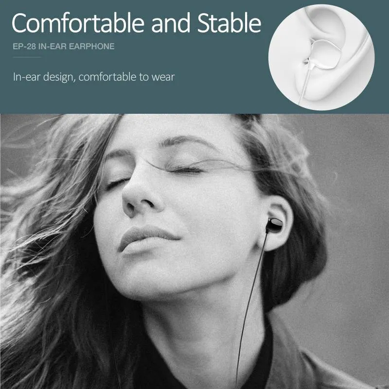 USAMS 3.5mm Hochwertige In-Ear-TPE-Kopfhörer Hifi-Ohrhörer Bass-Stereo-Headset inear Smart Wired-Ohrhörer-Mikrofon EP-28