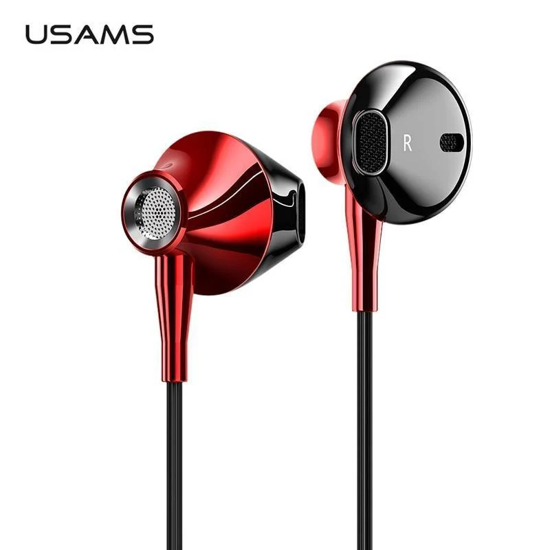 USAMS Metall 3.5 mm In-Ear-Kopfhörer, Hifi-Kabel-Headset mit Mikrofon, 4D-Stereo-In-Ear-3.5-mm-Kopfhörer für iPhone, Samsung, Xiaomi