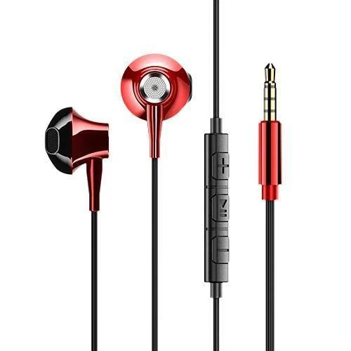 USAMS Metall 3.5 mm In-Ear-Kopfhörer, Hifi-Kabel-Headset mit Mikrofon, 4D-Stereo-In-Ear-3.5-mm-Kopfhörer für iPhone, Samsung, Xiaomi