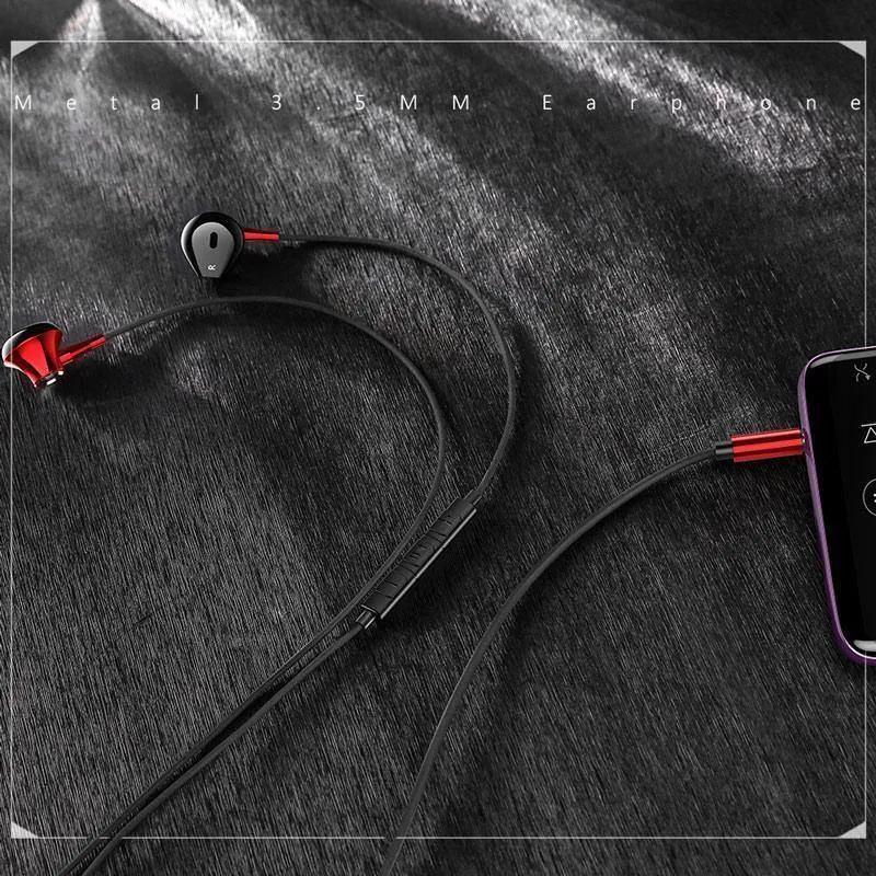 USAMS Metall 3.5 mm In-Ear-Kopfhörer, Hifi-Kabel-Headset mit Mikrofon, 4D-Stereo-In-Ear-3.5-mm-Kopfhörer für iPhone, Samsung, Xiaomi