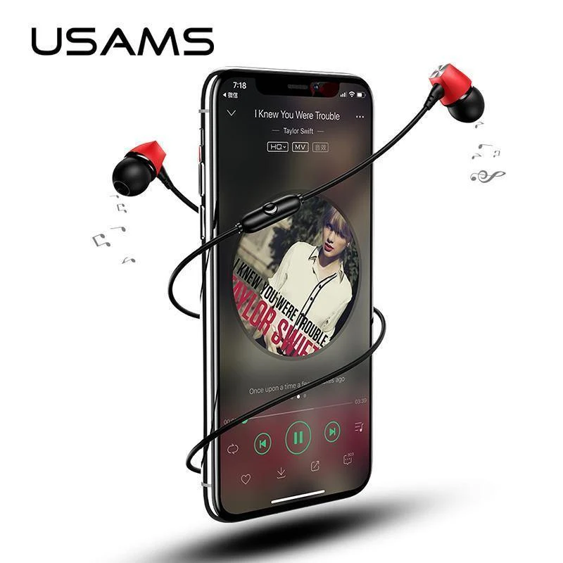 USAMS In-Ear-Ohrhörer 3D Stereo 3.5mm Hochwertige Ohrhörer Ohrhörer Bass-Ohrhörer Wired 1.2m im Ohr-Headset mit Mikrofon