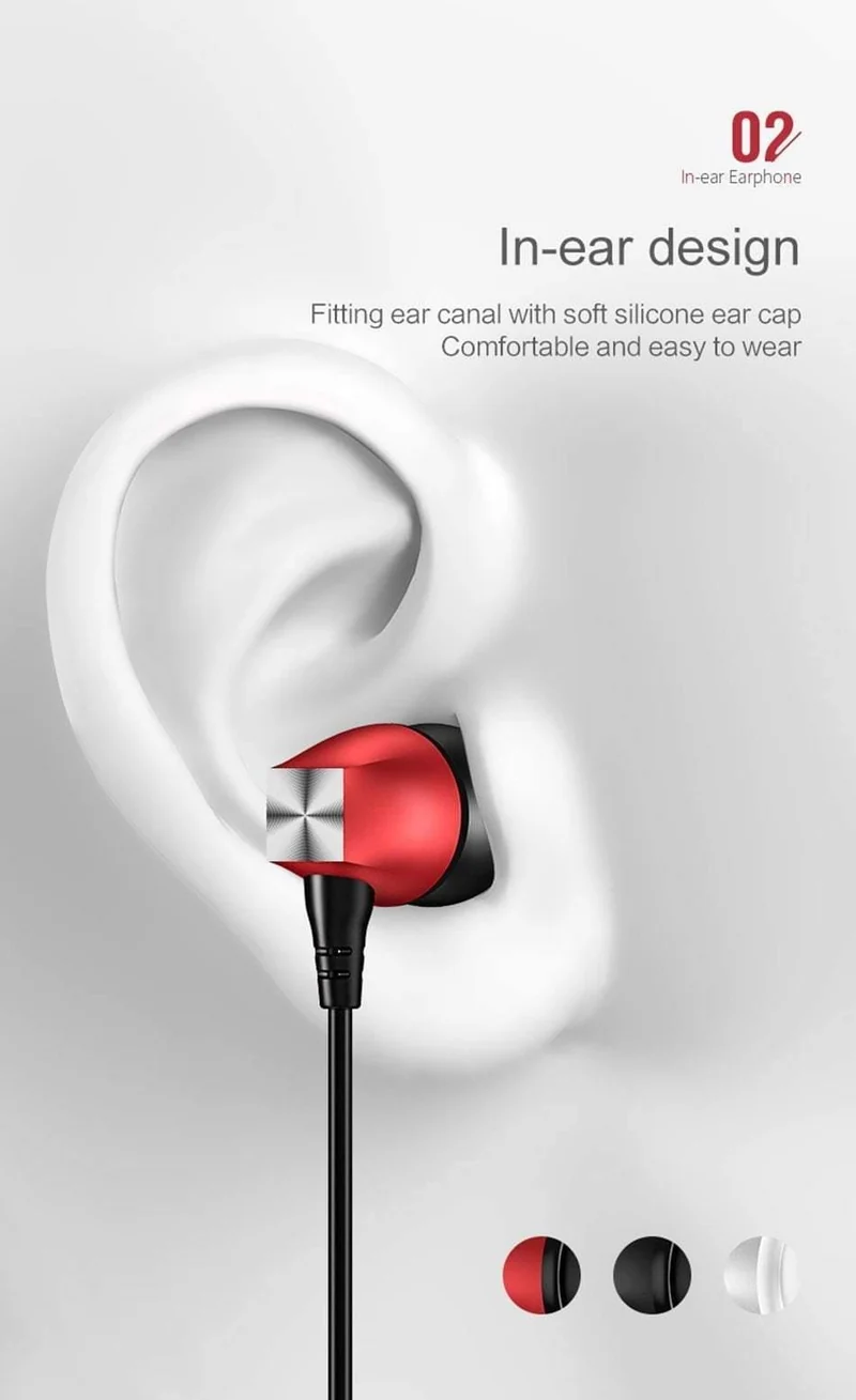 USAMS In-Ear-Ohrhörer 3D Stereo 3.5mm Hochwertige Ohrhörer Ohrhörer Bass-Ohrhörer Wired 1.2m im Ohr-Headset mit Mikrofon