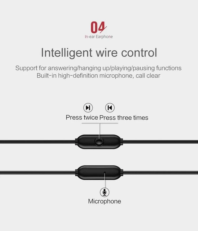USAMS In-Ear-Ohrhörer 3D Stereo 3.5mm Hochwertige Ohrhörer Ohrhörer Bass-Ohrhörer Wired 1.2m im Ohr-Headset mit Mikrofon