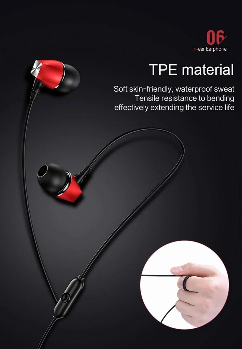 USAMS In-Ear-Ohrhörer 3D Stereo 3.5mm Hochwertige Ohrhörer Ohrhörer Bass-Ohrhörer Wired 1.2m im Ohr-Headset mit Mikrofon