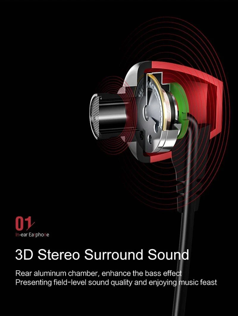 USAMS In-Ear-Ohrhörer 3D Stereo 3.5mm Hochwertige Ohrhörer Ohrhörer Bass-Ohrhörer Wired 1.2m im Ohr-Headset mit Mikrofon