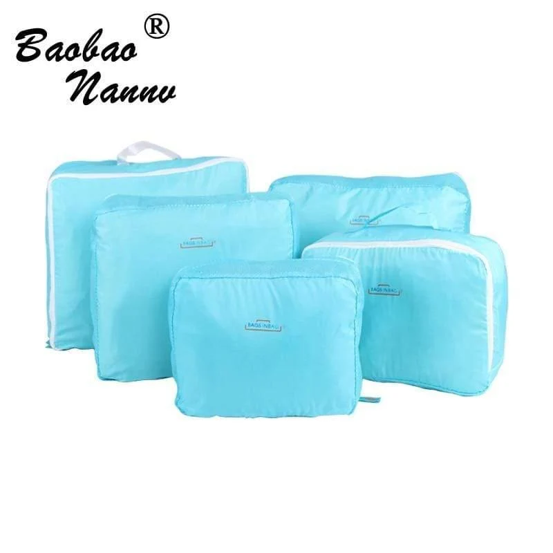 5 PCS / Set Fashion Durable Wasserdichte Polyester Reisetaschen Für Männer Frauen Gepäck Unterwäsche Kleidung Sortiertasche Verpackung Würfel