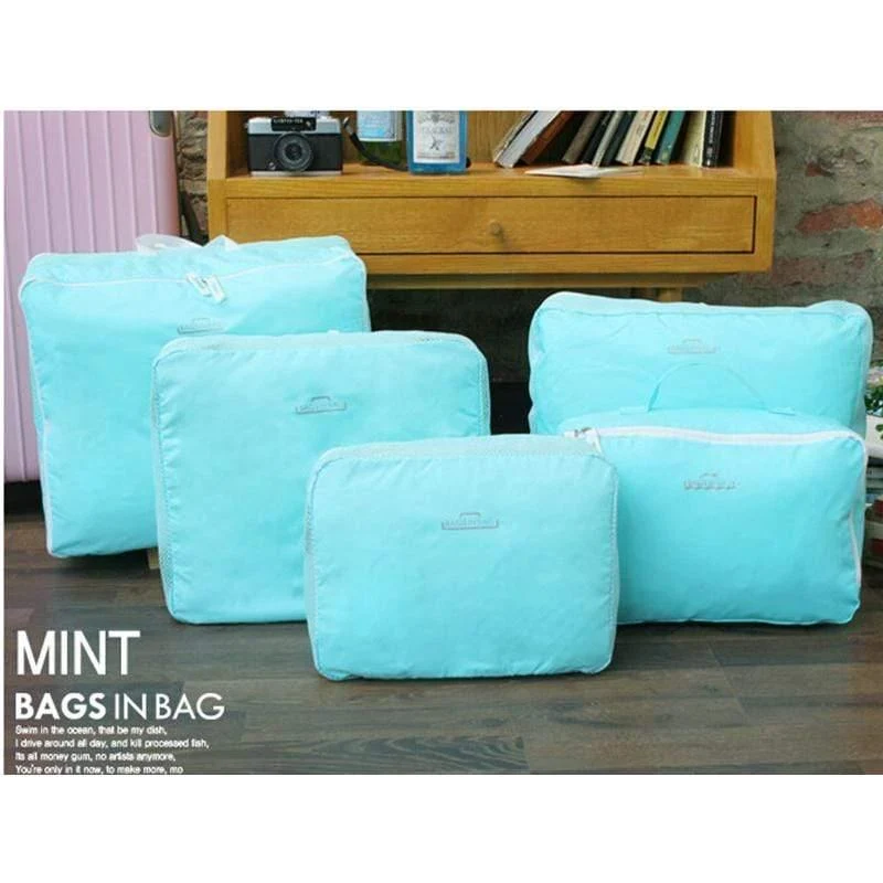 5 PCS / Set Fashion Durable Wasserdichte Polyester Reisetaschen Für Männer Frauen Gepäck Unterwäsche Kleidung Sortiertasche Verpackung Würfel