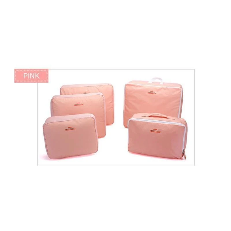 5 PCS / Set Fashion Durable Wasserdichte Polyester Reisetaschen Für Männer Frauen Gepäck Unterwäsche Kleidung Sortiertasche Verpackung Würfel