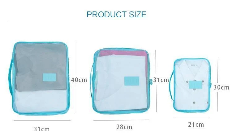6pcs / set Männer und Frauen Gepäck Reisetaschen Verpackung Würfel Veranstalter Mode Doppel Reißverschluss Gepäck BagTravel Taschen Männer Frauen