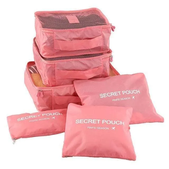 6pcs / set Art- und Weisedoppelreißverschluß wasserdichte Polyester-Mann- und Frauen-Gepäck-Spielraum-Beutel, die Würfel verpacken