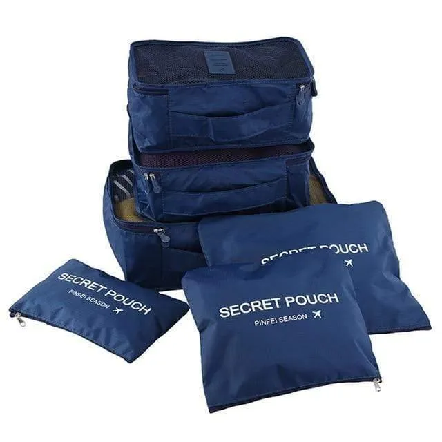 6pcs / set Art- und Weisedoppelreißverschluß wasserdichte Polyester-Mann- und Frauen-Gepäck-Spielraum-Beutel, die Würfel verpacken